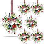 6 Pcs Mini Patriotic American Kitchen Cabinet Wreaths Small 4th of July Floral Swag Wreath for Front Door with