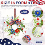 6 Pcs Mini Patriotic American Kitchen Cabinet Wreaths Small 4th of July Floral Swag Wreath for Front Door with, alternate