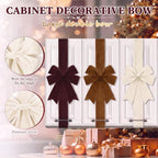 6 Pcs Multicolor Velvet Christmas Cabinet Bows Ribbons for Kitchen, alternate view 3