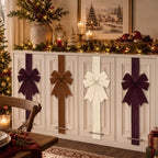 6 Pcs Multicolor Velvet Christmas Cabinet Bows Ribbons for Kitchen, alternate view 4