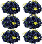 6 PCS Navy Blue Roses Flower Balls for Centerpieces in Navy Blue