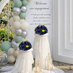 6 PCS Navy Blue Roses Flower Balls for Centerpieces in Navy Blue, alternate view 6