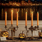 6 Pcs Orange Flameless Taper Candles with Remote, Timer, Dimmer, Battery Operated CandleSticks with Flickering, alternate