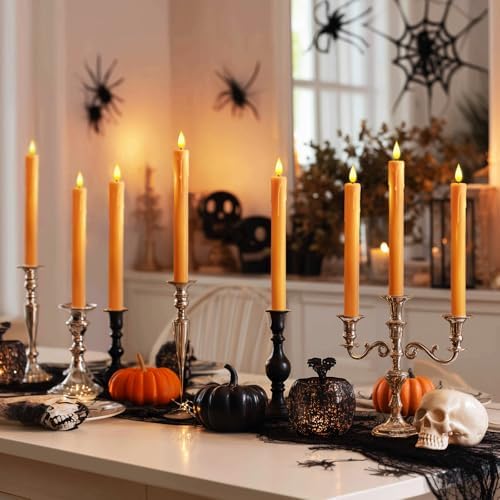 6 Pcs Orange Flameless Taper Candles with Remote, Timer, Dimmer, Battery Operated CandleSticks with Flickering, alternate