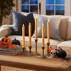 6 Pcs Orange Flameless Taper Candles with Remote, Timer, Dimmer, Battery Operated CandleSticks with Flickering, alternate