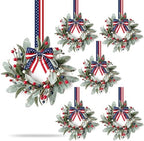 6 PCS Patriotic 4th of July Hanging Wreaths for Cabinets Small Independence Day Wreaths for Front Door with Red