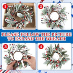 6 PCS Patriotic 4th of July Hanging Wreaths for Cabinets Small Independence Day Wreaths for Front Door with Red, alternate