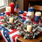 6 PCS Patriotic 4th of July Hanging Wreaths for Cabinets Small Independence Day Wreaths for Front Door with Red, alternate