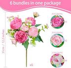 6 Pcs Peonies Artificial Flowers, Pink Flowers for Centerpieces, alternate view 2