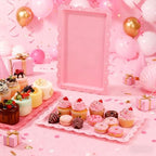 6 Pcs Pink Serving Trays Plastic Food Platters, alternate view 2