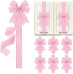 6 Pcs Pink Velvet Christmas Cabinet Bows Ribbons for Kitchen