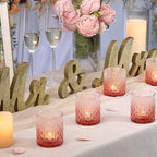 6 Pcs Pink Votive Candle Holders Glass Fall Tea Light Candles Holder in Pink, alternate view 5