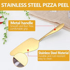 6 Pcs Pizza Pan Riser Stand Set, 2 Metal Pizza Table Stands + 2 Nonstick Pizza Pans + 2 Pie Servers, Gold Pizza, alternate