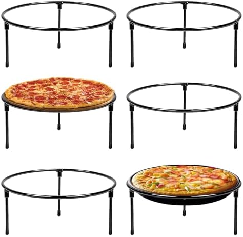6 Pcs Pizza Stand Holder, 8.5 Inch Round Pizza Tray Riser Rack in Black, rose, moss green, burgundy, purple