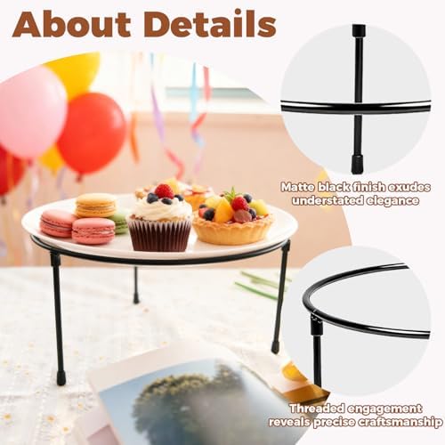 6 Pcs Pizza Stand Holder, 8.5 Inch Round Pizza Tray Riser Rack in Black, rose, moss green, burgundy, purple, alternate view 3