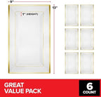 (6 Pcs) Premium White and Gold Plastic Serving Tray, Plastic Serving Platter Disposable, White Rectangle Party, alternate