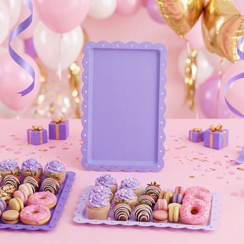 6 Pcs Purple Serving Trays Plastic Food Platters, alternate view 2
