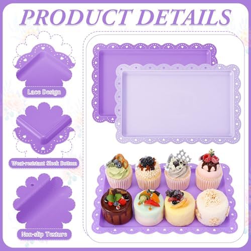 6 Pcs Purple Serving Trays Plastic Food Platters, alternate view 4