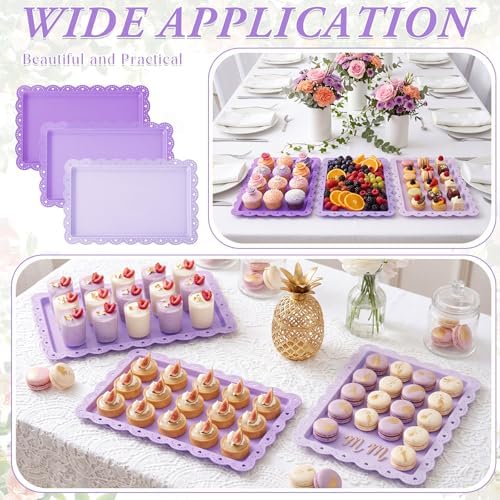 6 Pcs Purple Serving Trays Plastic Food Platters, alternate view 6