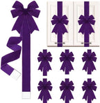 6 Pcs Purple Velvet Christmas Cabinet Bows Ribbons for Kitchen