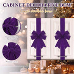 6 Pcs Purple Velvet Christmas Cabinet Bows Ribbons for Kitchen, alternate view 3