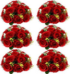 6 PCS Red Roses Flower Balls for Centerpieces in Red