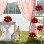 6 PCS Red Roses Flower Balls for Centerpieces in Red, alternate view 6