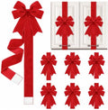 6 Pcs Red Velvet Christmas Cabinet Bows Ribbons for Kitchen