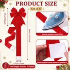 6 Pcs Red Velvet Christmas Cabinet Bows Ribbons for Kitchen, alternate view 2