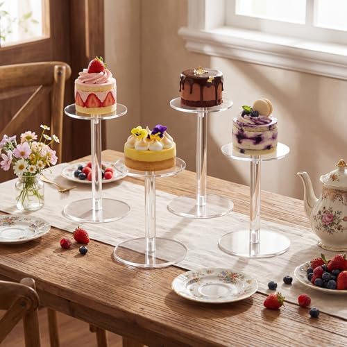 6 Pcs Round Clear Acrylic Hat Display Stands Pedestal Stand, 6 Size in Height:5.1 inch, 5.7 inch, 6.5 inch, 6.9, alternate