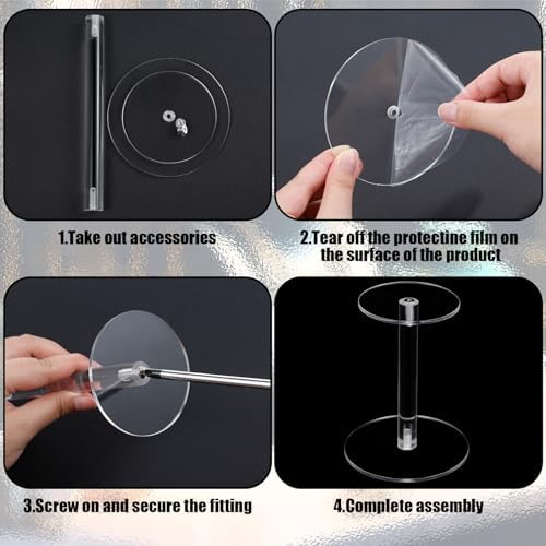 6 Pcs Round Clear Acrylic Hat Display Stands Pedestal Stand, 6 Size in Height:5.1 inch, 5.7 inch, 6.5 inch, 6.9, alternate