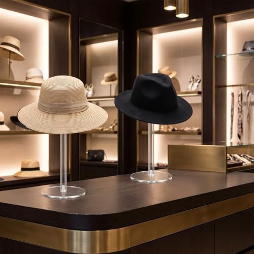 6 Pcs Round Clear Acrylic Hat Display Stands Pedestal Stand, 6 Size in Height:5.1 inch, 5.7 inch, 6.5 inch, 6.9, alternate