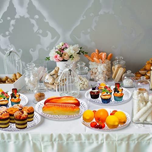6 Pcs Round Plastic Serving Trays 12 Inch, Clear Party Platters in 12 Inch in Clear, alternate view 2