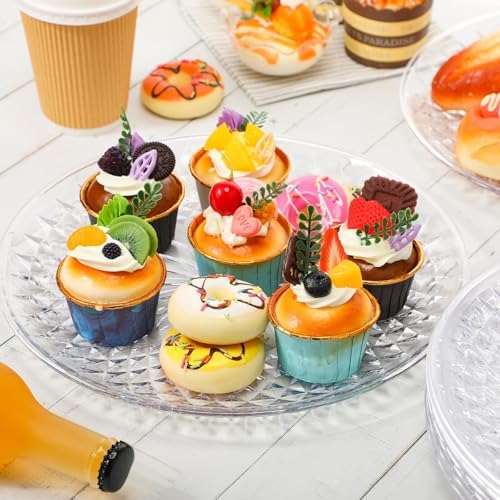 6 Pcs Round Plastic Serving Trays 12 Inch, Clear Party Platters in 12 Inch in Clear, alternate view 5