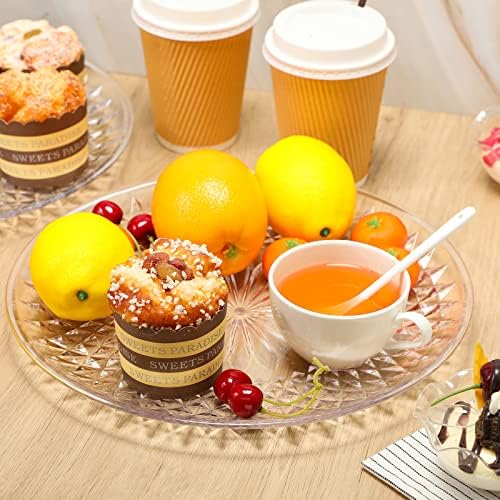 6 Pcs Round Plastic Serving Trays 12 Inch, Clear Party Platters in 12 Inch in Clear, alternate view 6