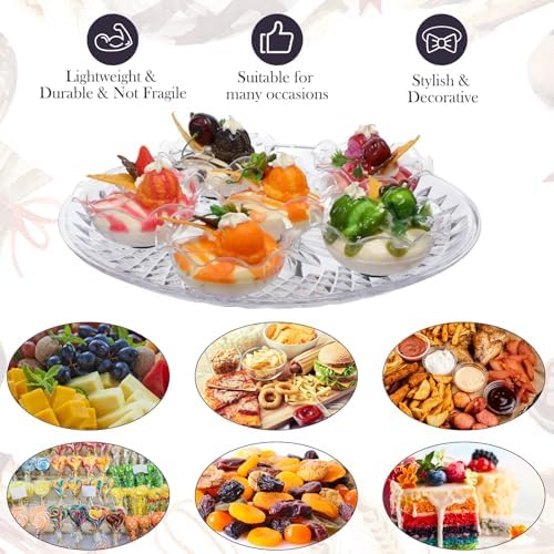 6 Pcs Round Plastic Serving Trays 14 Inch, Clear Party Platters in 14 Inch in Clear, alternate view 4