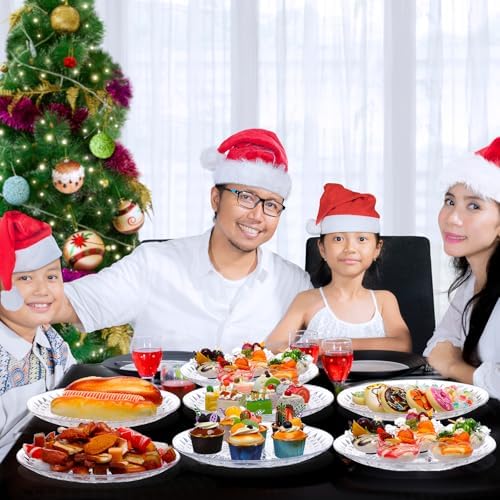 6 Pcs Round Plastic Serving Trays 14 Inch, Clear Party Platters in 14 Inch in Clear, alternate view 7