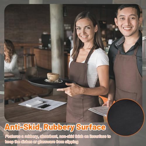 6 Pcs Round Serving Tray, 11 Inch Non Slip Surface Round Tray Black Server Tray Plastic Food Meals Server with, alternate