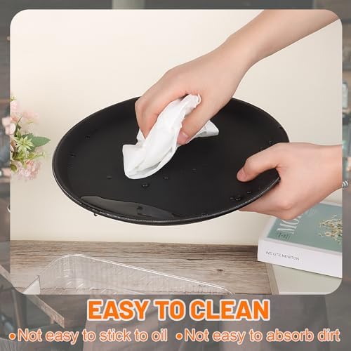 6 Pcs Round Serving Tray, 11 Inch Non Slip Surface Round Tray Black Server Tray Plastic Food Meals Server with, alternate