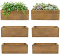 6 Pcs Rustic Wooden Boxes for Storage, Decorative, Display, Arts & Crafts, Rectangle Wooden Crate Wood Planter