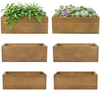6 Pcs Rustic Wooden Boxes for Storage, Decorative, Display, Arts & Crafts, Rectangle Wooden Crate Wood Planter