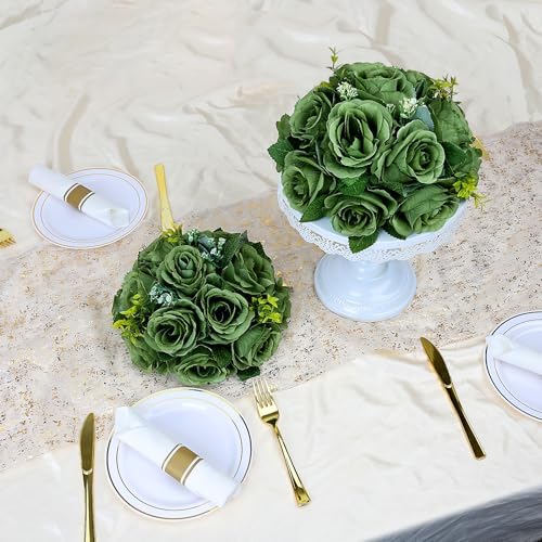 6 PCS Sage Green Roses Flower Balls for Centerpieces in Sage Green, alternate view 6