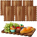6 Pcs Scalloped Acacia Wood Serving Platters and Trays, 14 x 10 Inch Acacia Wood Serving Tray Charcuterie Boards