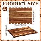 6 Pcs Scalloped Acacia Wood Serving Platters and Trays, 14 x 10 Inch Acacia Wood Serving Tray Charcuterie Boards, alternate