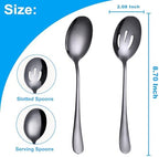 6 PCS Serving Spoons Set, 8.7 Inch Serving Spoon, Slotted Spoons, Black in Black, alternate view 3