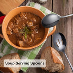 6 PCS Serving Spoons Set, 8.7 Inch Serving Spoon, Slotted Spoons, Black in Black, alternate view 6