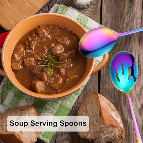 6 PCS Serving Spoons Set, 8.7 Inch Serving Spoon, Slotted Spoons, Colorful in Color, alternate view 6