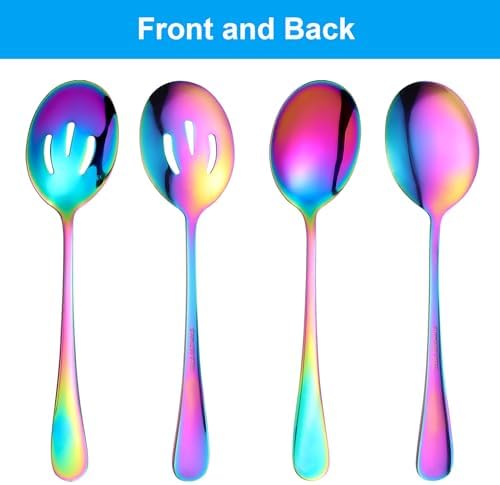 6 PCS Serving Spoons Set, 8.7 Inch Serving Spoon, Slotted Spoons, Colorful in Color, alternate view 7