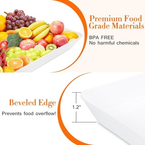 6 pcs Serving Tray for Entertaining, Serving Platters for Fruit, Cookies, Dessert, Snacks, Reusable Plastic, alternate view 4