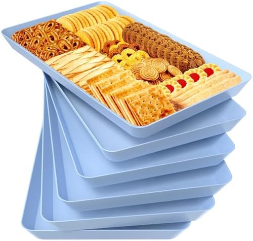 6 pcs Serving Tray for Entertaining, Serving Platters for Snacks, Fruit, Cookies, Dessert, Reusable Plastic